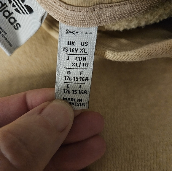 Adidas Beige Hoodie with Logo Kids Size XL - Picture 6 of 7